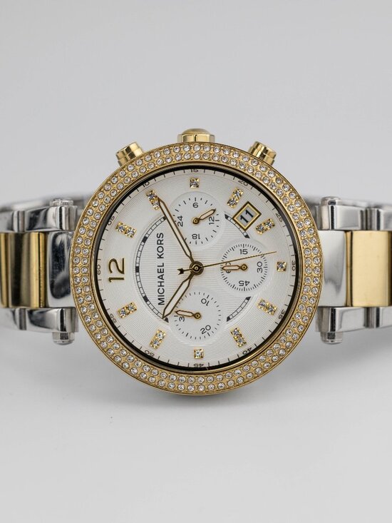 Michael Kors MK5626 Two-Tone Chrono Quartz Analog Women\'s Watch New Battery main image 6